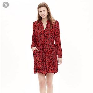 Banana Republic Abstract Heart Print Shirt Dress